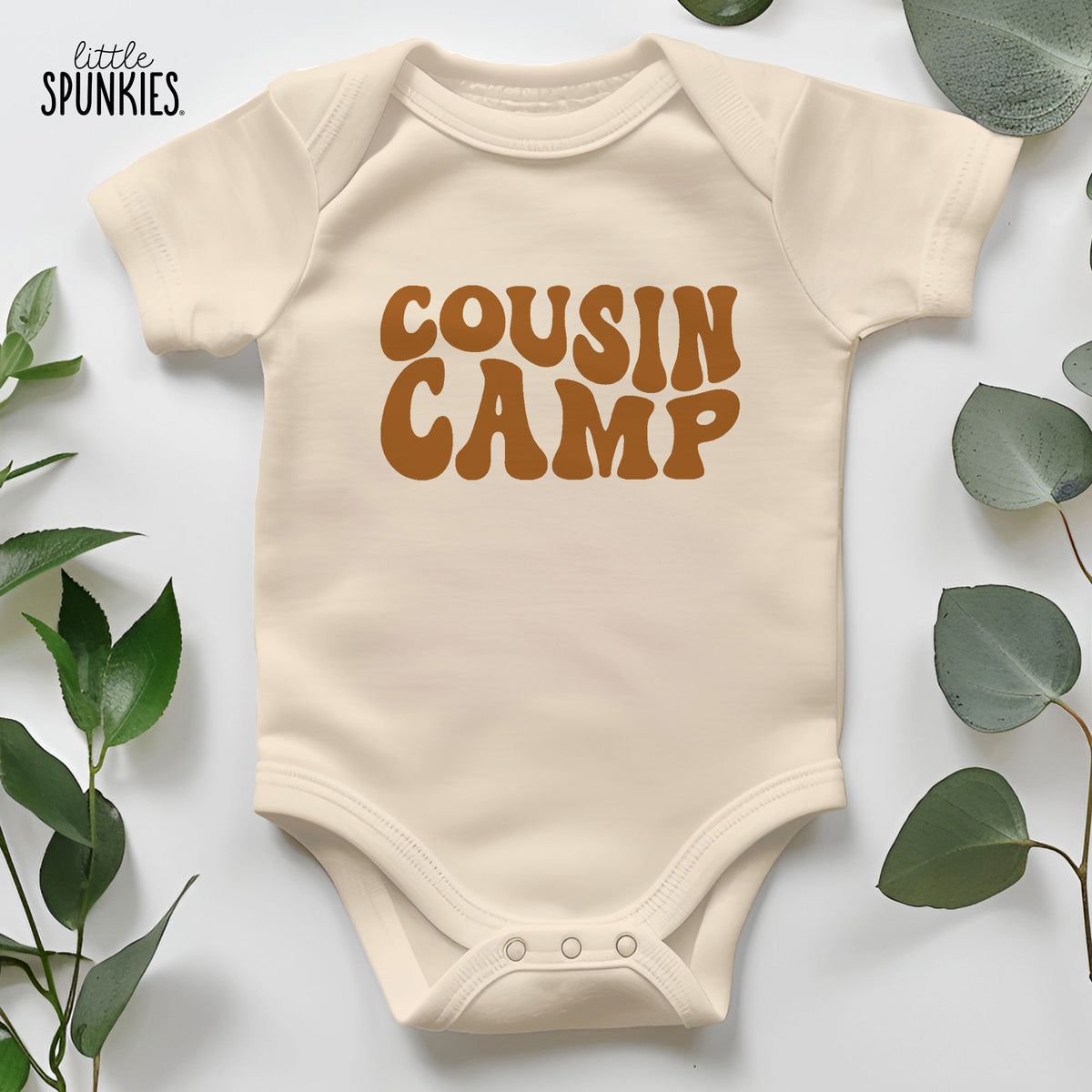 Cousin Camp Groovy Text Natural Onesies® Brand
