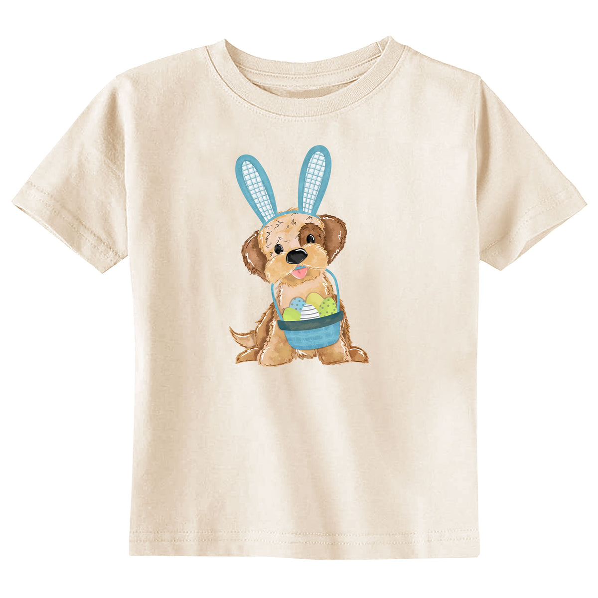 Easter Boy Puppy with Name Natural T-Shirt