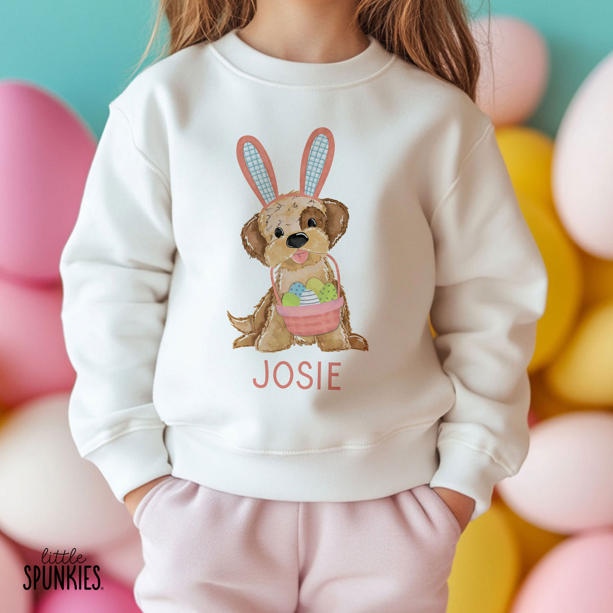 Easter Girl Puppy with Name Sweatshirt