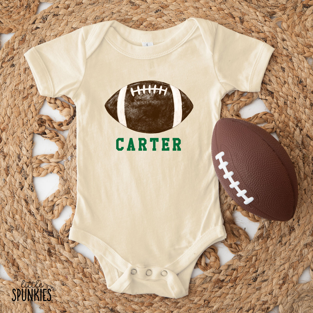 Football with Name Natural Onesies® Brand