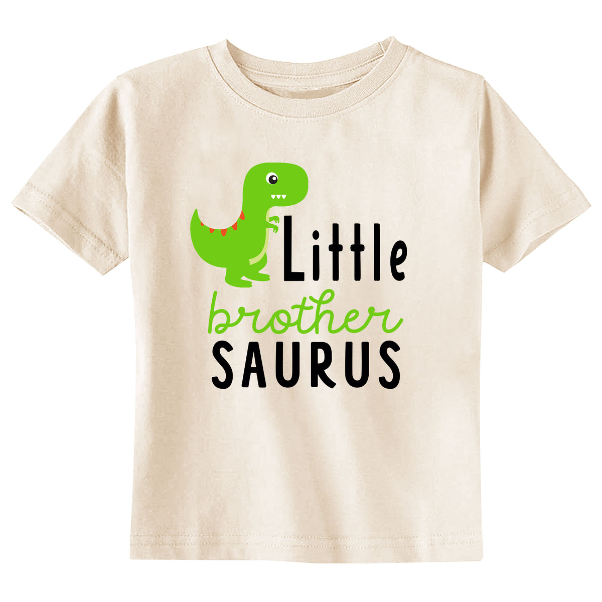 Little Brother Saurus (Green Dino) Natural T-Shirt