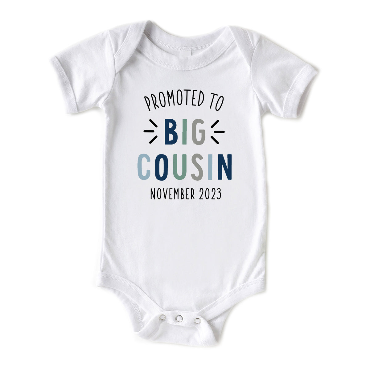 Promoted to Big Cousin BOY with Date Onesies® Brand