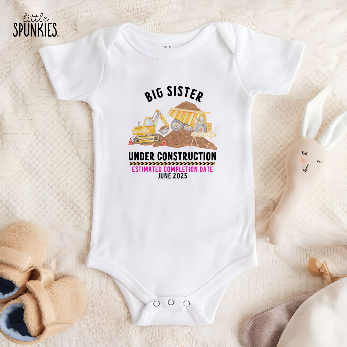 Big Sister Under Construction with Date Onesies® Brand