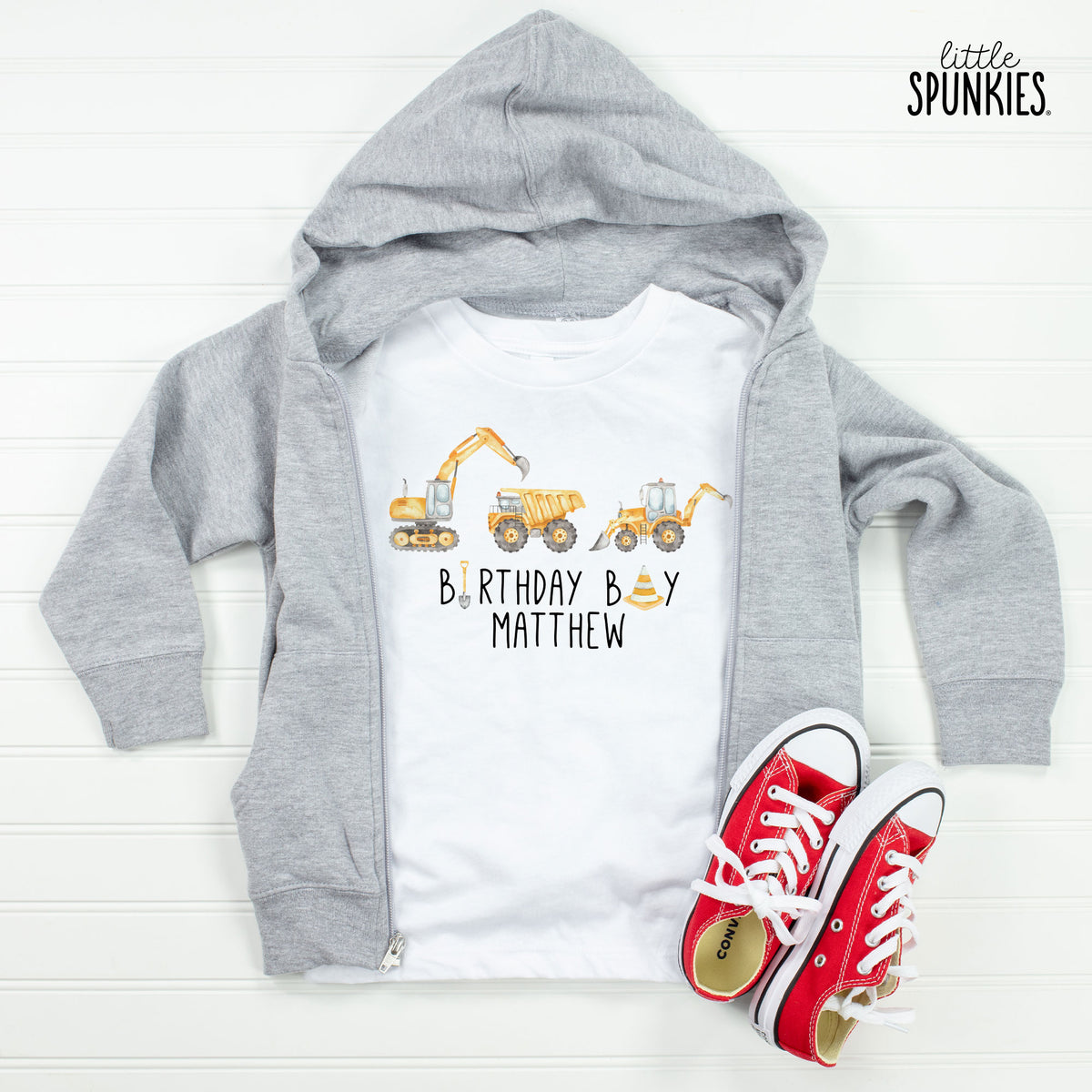Watercolor Birthday Construction with Name T-Shirt