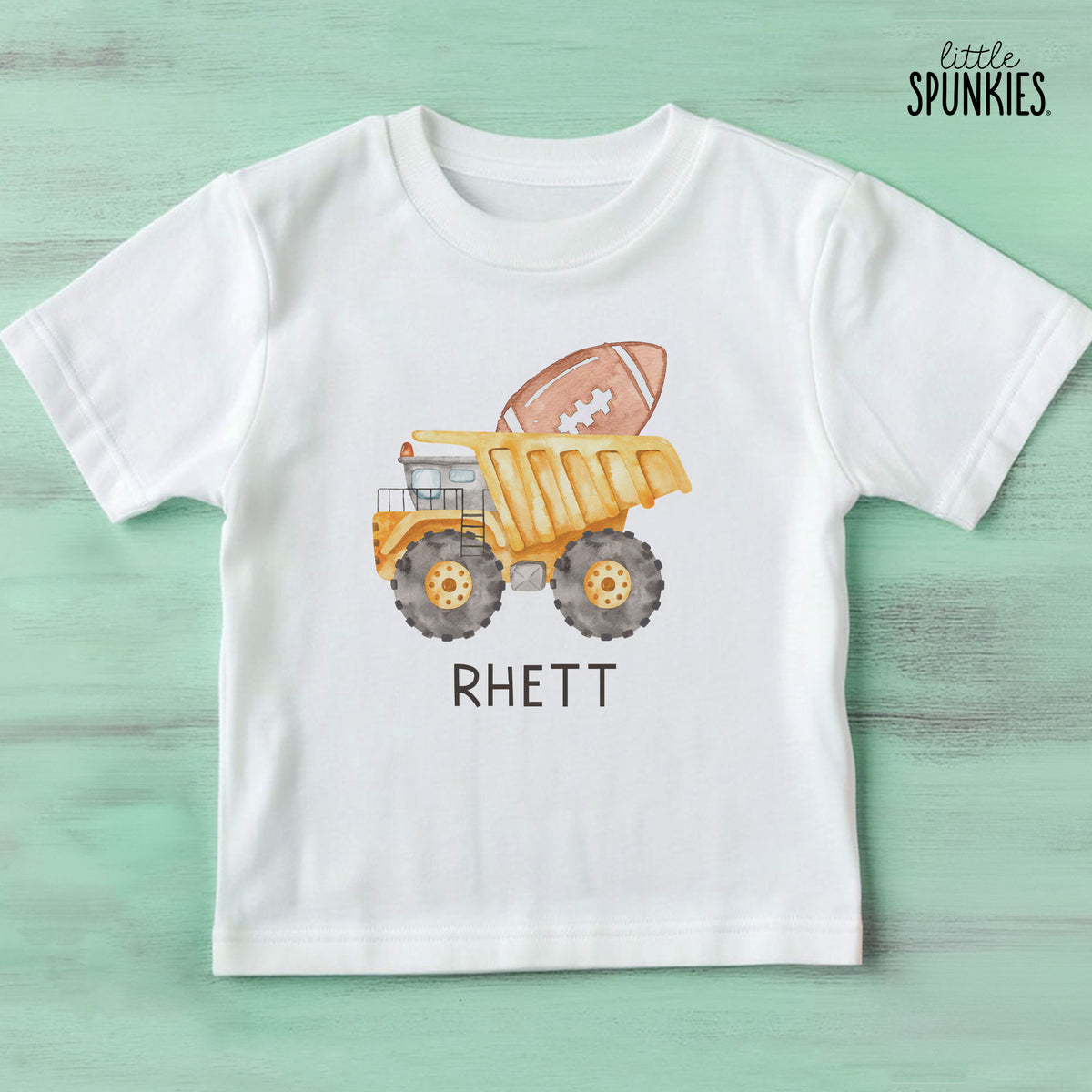 Watercolor Football Dump Truck with Name T-Shirt