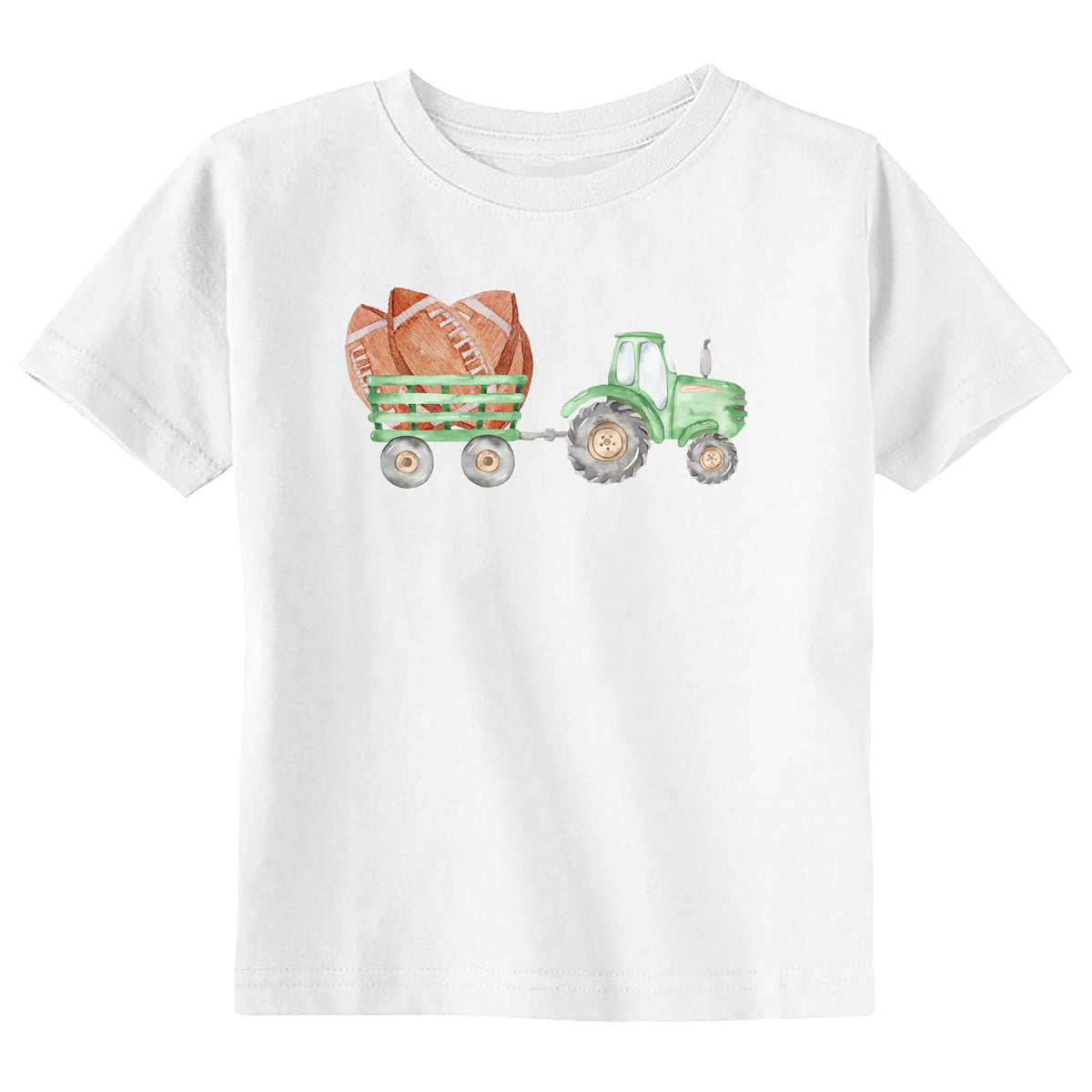 Watercolor Football Tractor with Name T-Shirt
