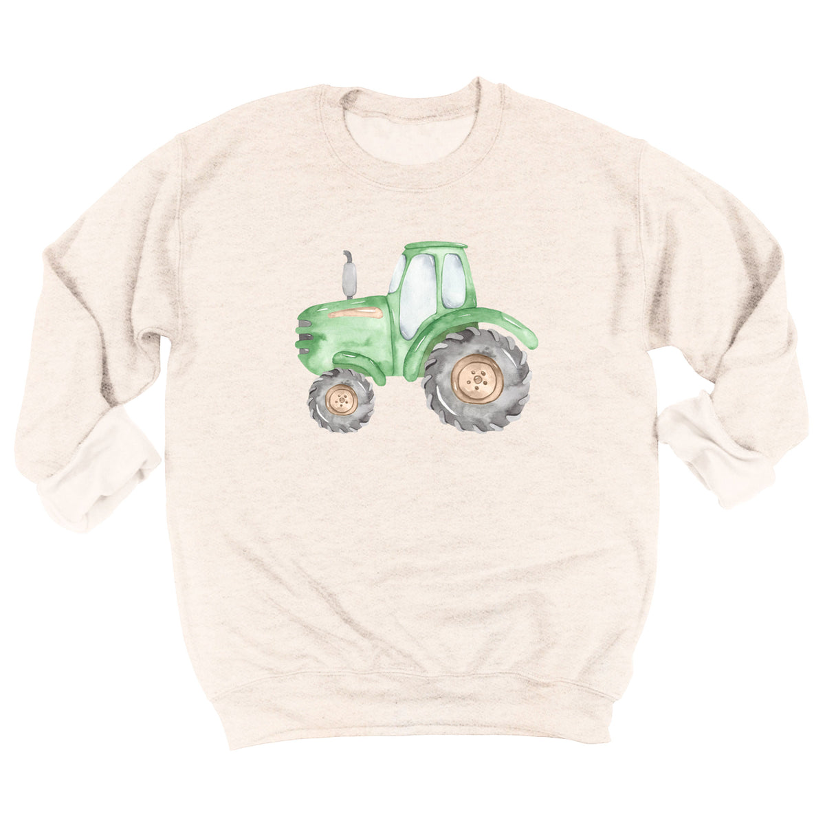 Watercolor Green Farm Tractor with Name Sweatshirt