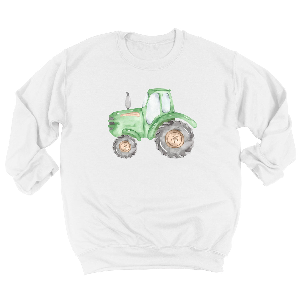 Watercolor Green Farm Tractor with Name Sweatshirt