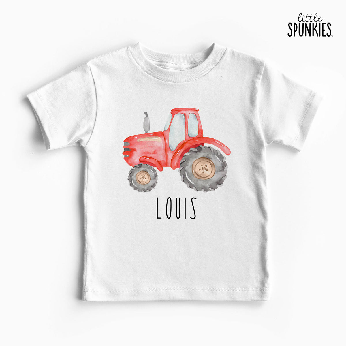 Red Farm Tractor with Name T-Shirt