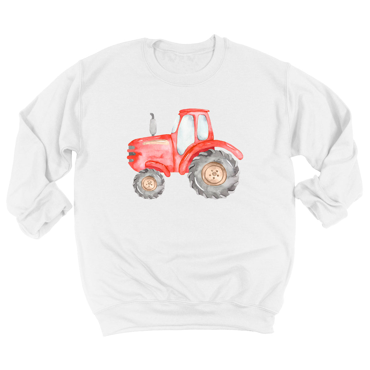 Watercolor Red Farm Tractor with Name Sweatshirt