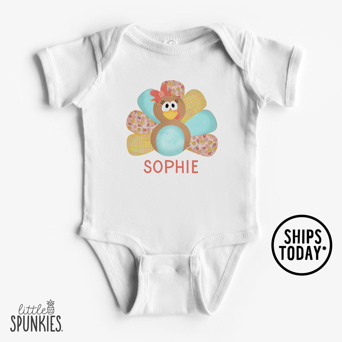 Aqua Turkey with Name Onesies® Brand