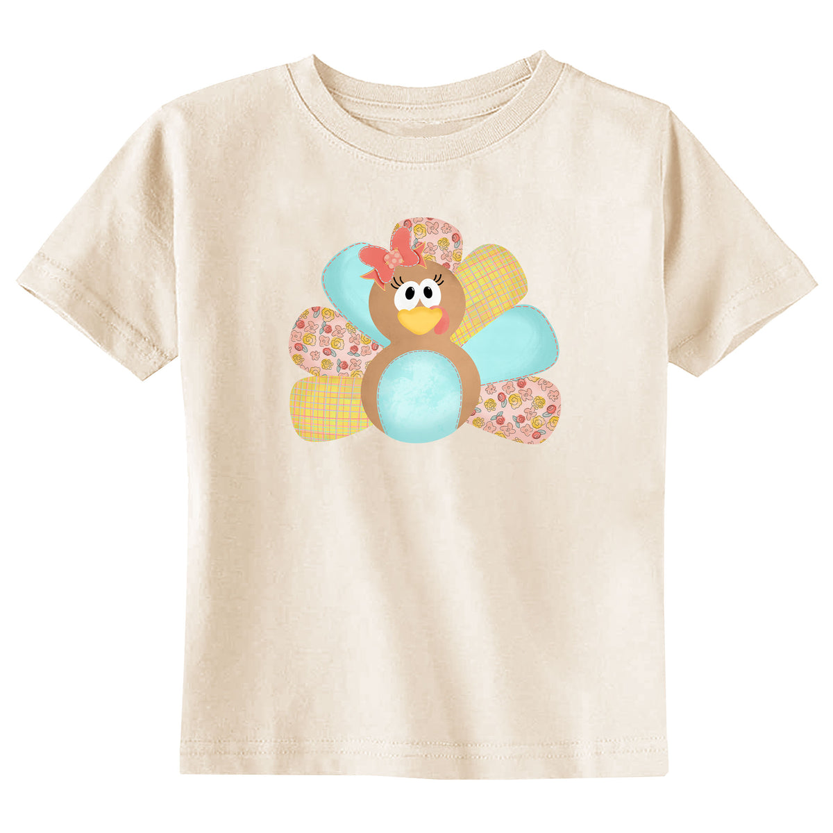 Aqua Turkey with Name Natural T-Shirt