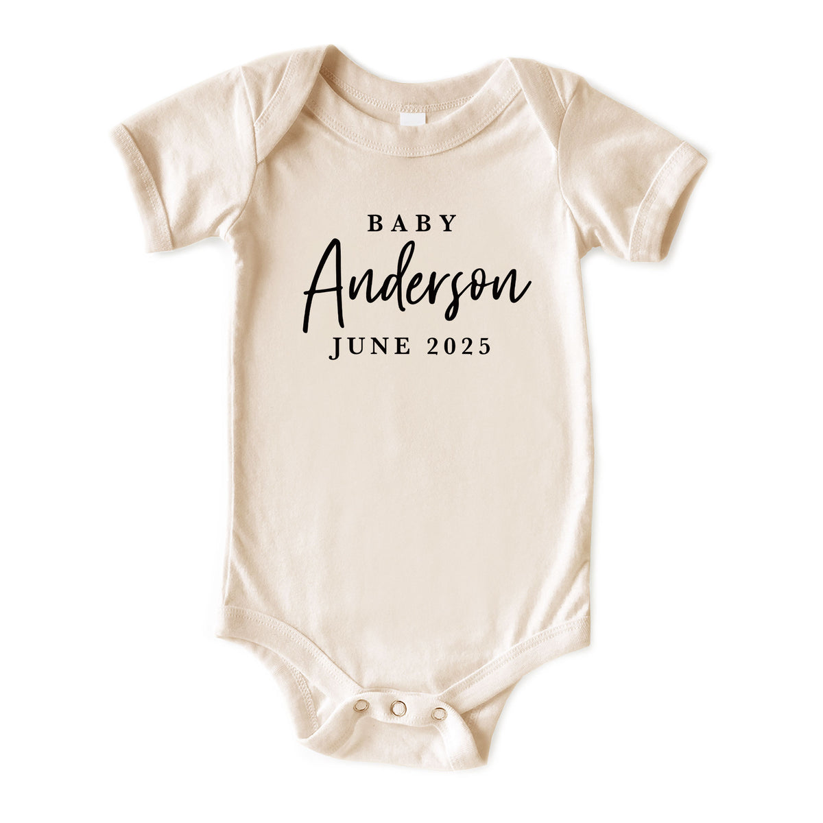 Baby Last Name with Date Natural Onesies® Brand