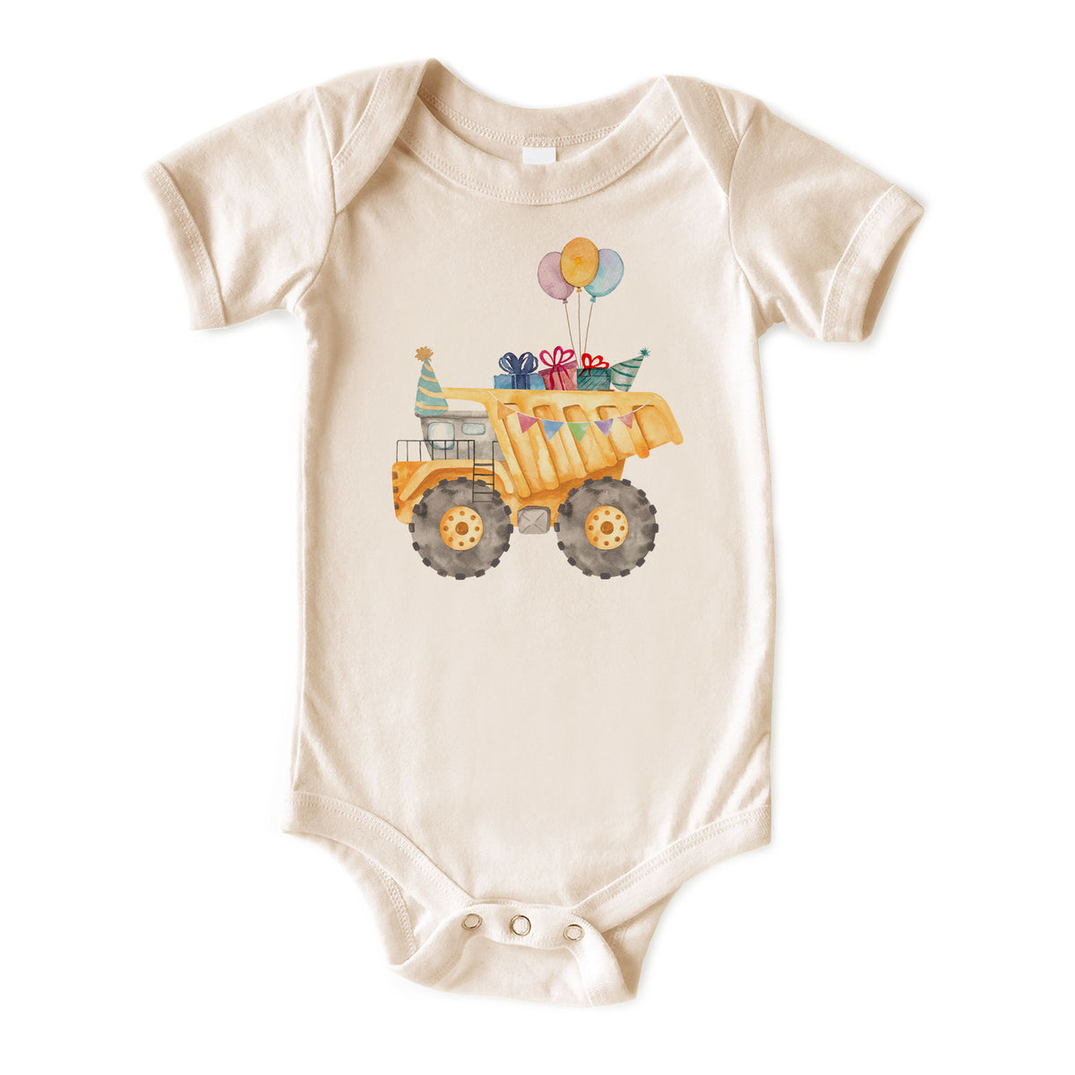 Birthday Dump Truck with Name Natural Onesies® Brand