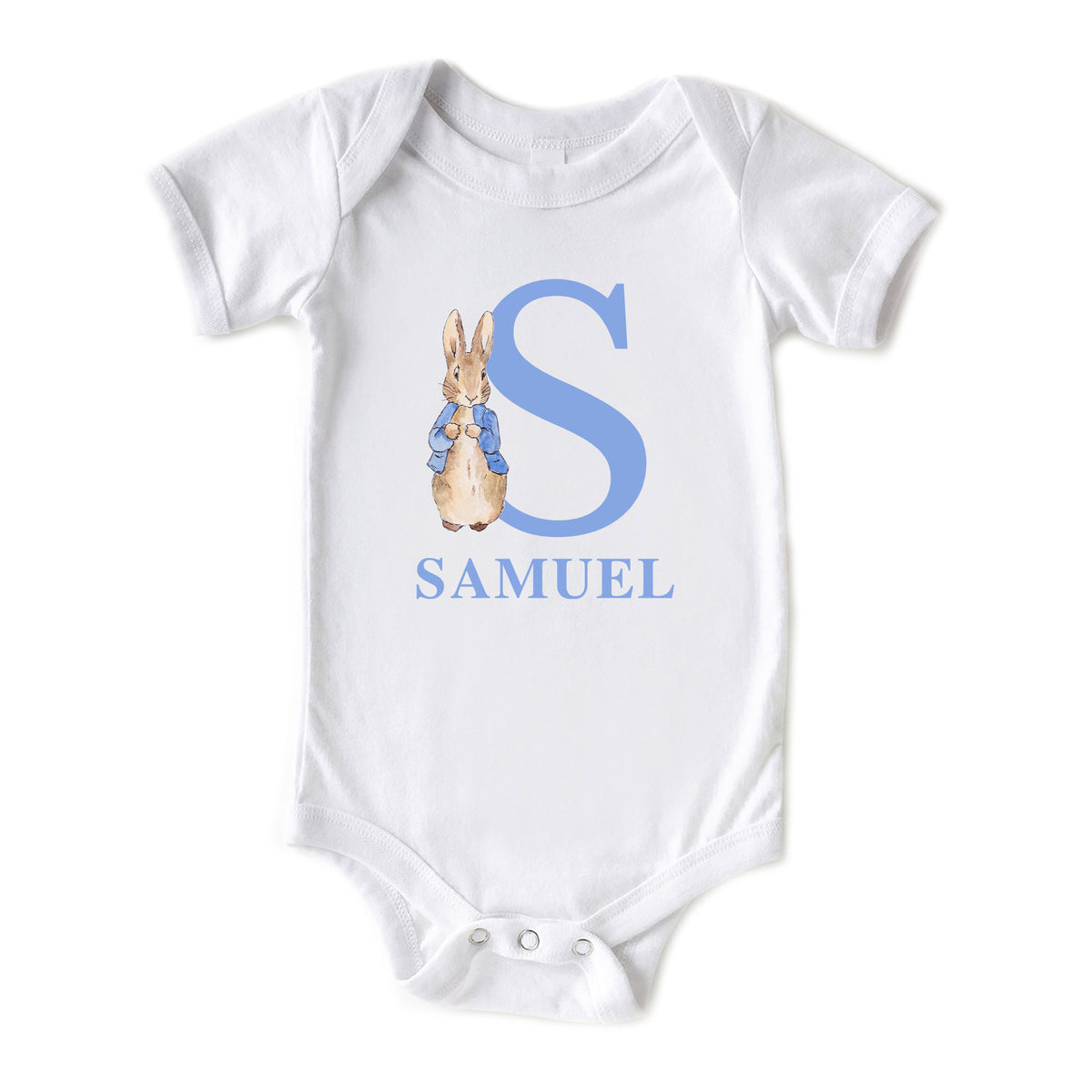 Blue Rabbit Initial with Name Onesies® Brand