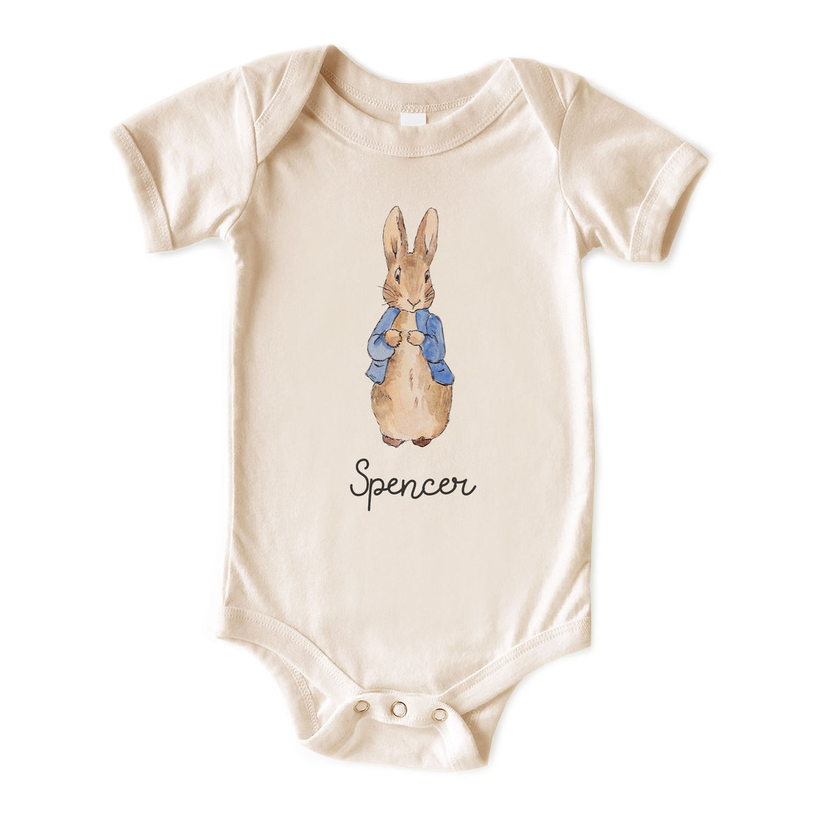 Blue Rabbit with Name Natural Onesies® Brand