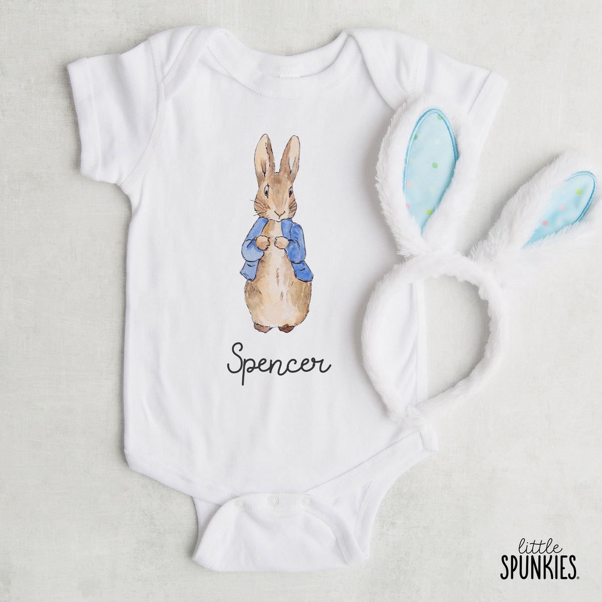 Blue Rabbit with Name Onesies® Brand