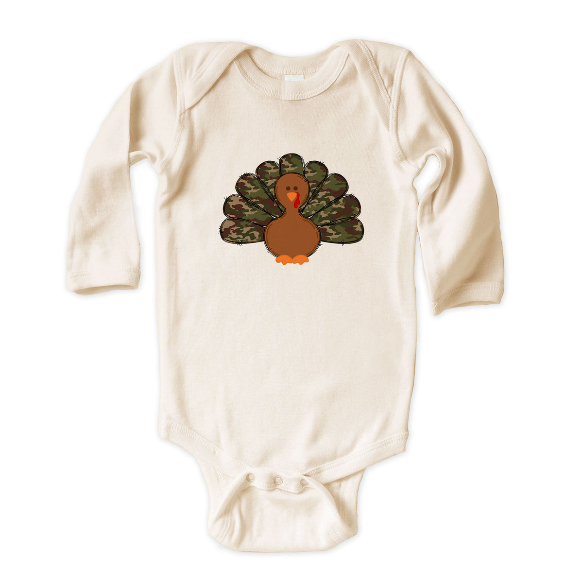 Camo Turkey with Name Natural Onesies® Brand