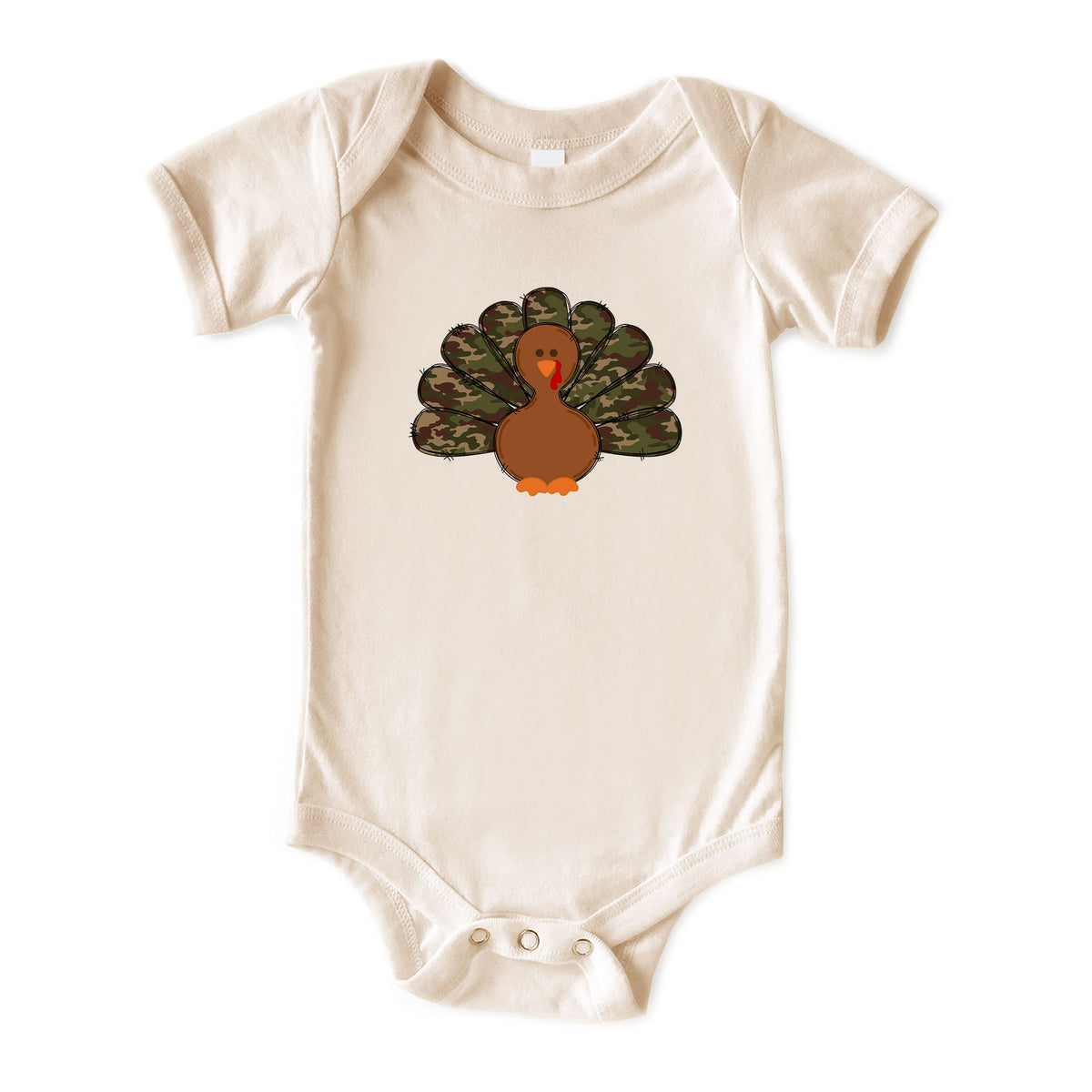 Camo Turkey with Name Natural Onesies® Brand