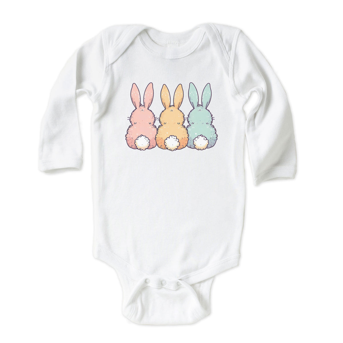 Colorful Bunny Trio with Name Onesies® Brand