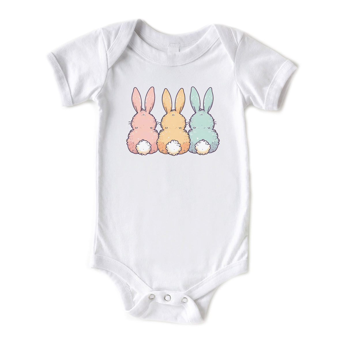 Colorful Bunny Trio with Name Onesies® Brand