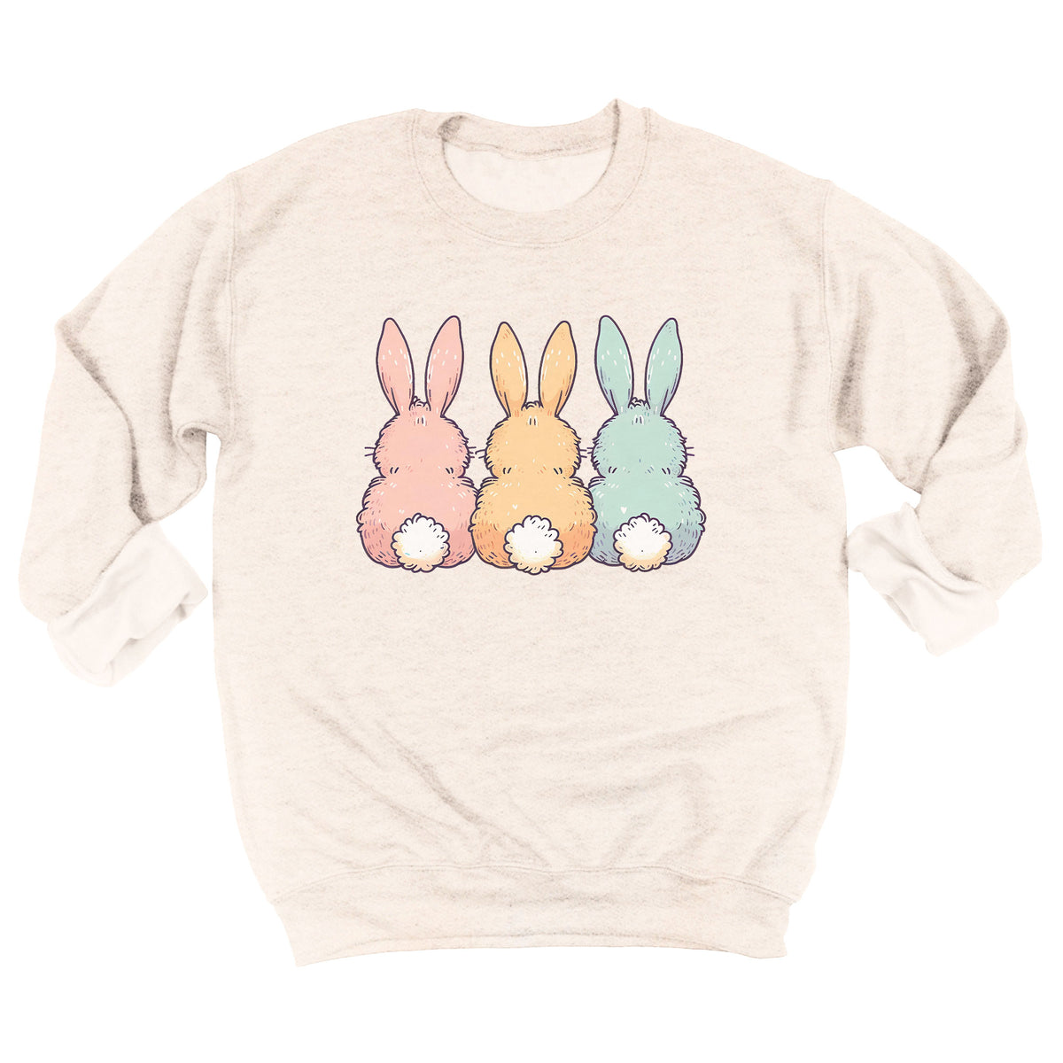 Colorful Bunny Trio with Name Sweatshirt