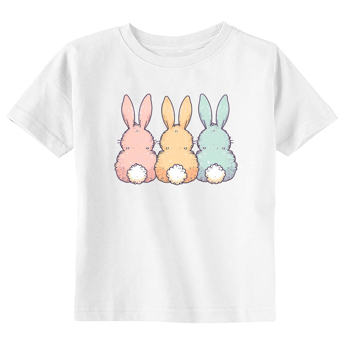 Colorful Bunny Trio with Name T-Shirt