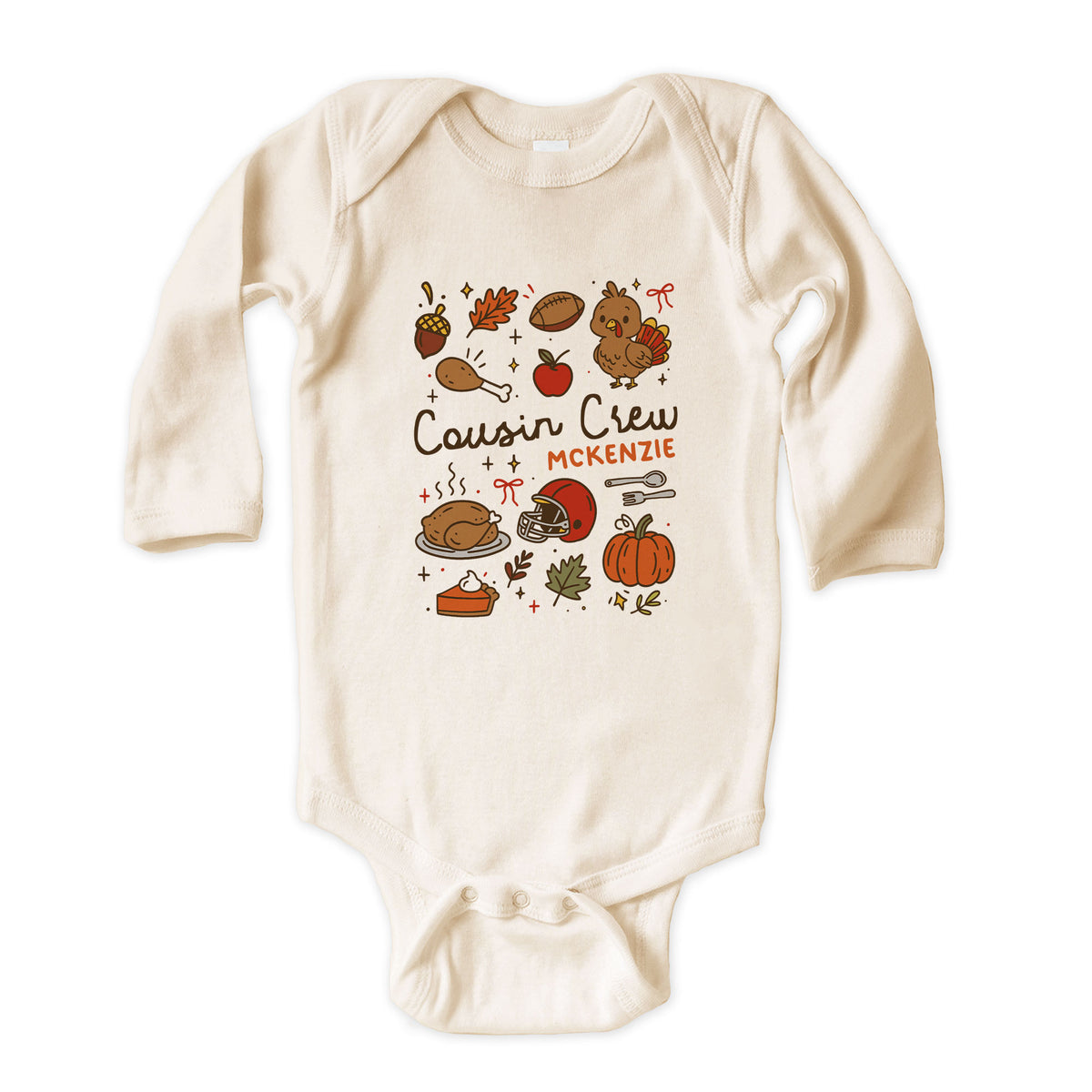 Thanksgiving Coquette Doodles Cousin Crew Natural Onesies® Brand