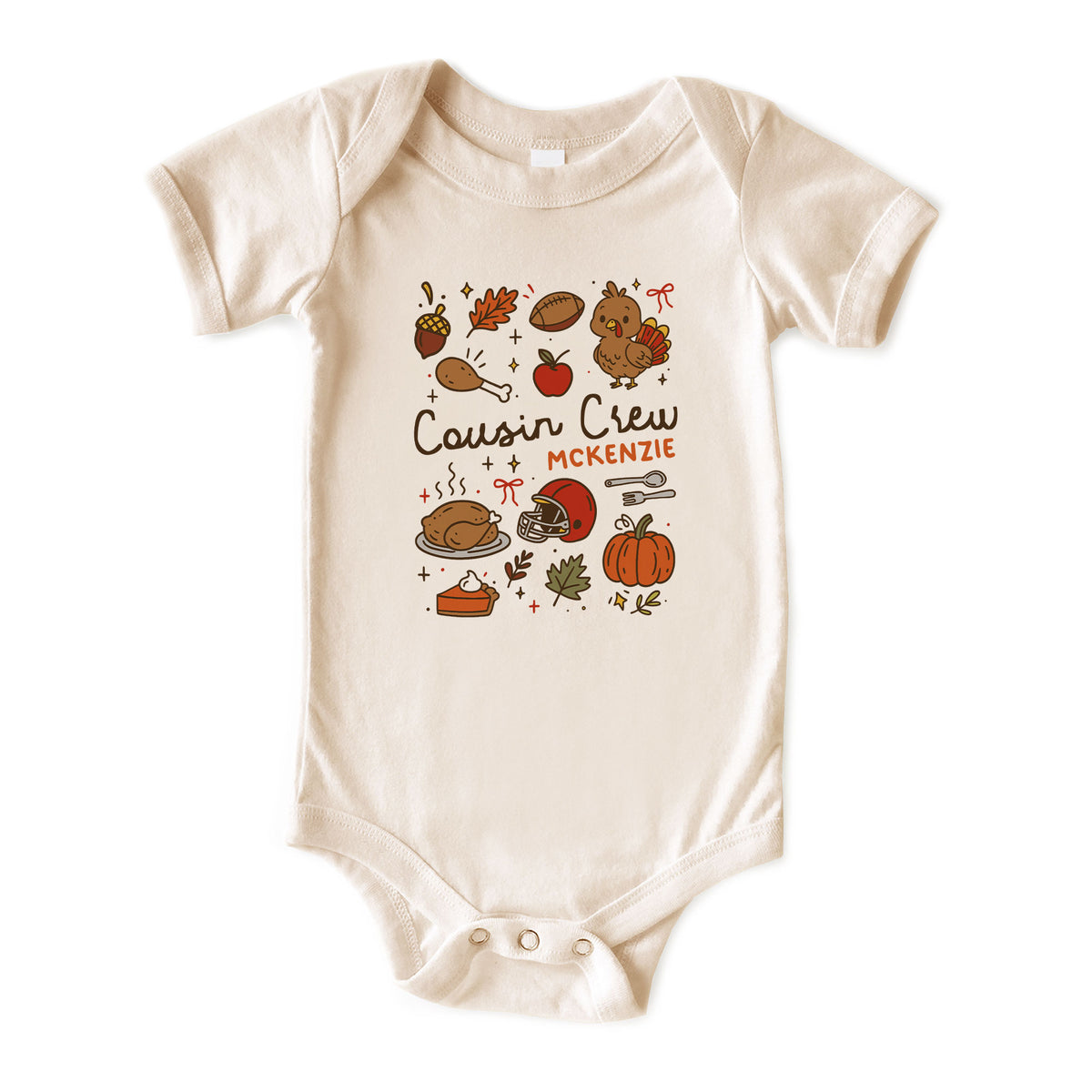 Thanksgiving Coquette Doodles Cousin Crew Natural Onesies® Brand
