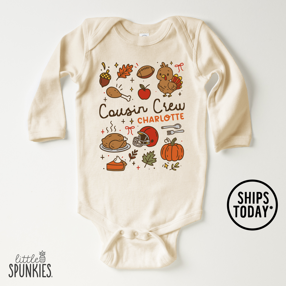 Thanksgiving Coquette Doodles Cousin Crew Natural Onesies® Brand