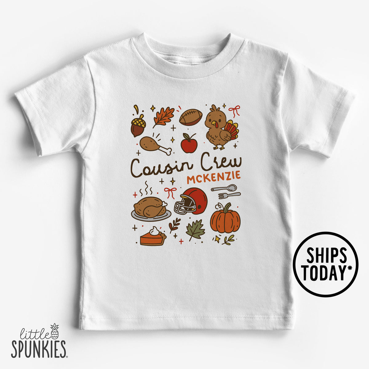 Thanksgiving Coquette Doodles Cousin Crew T-Shirt