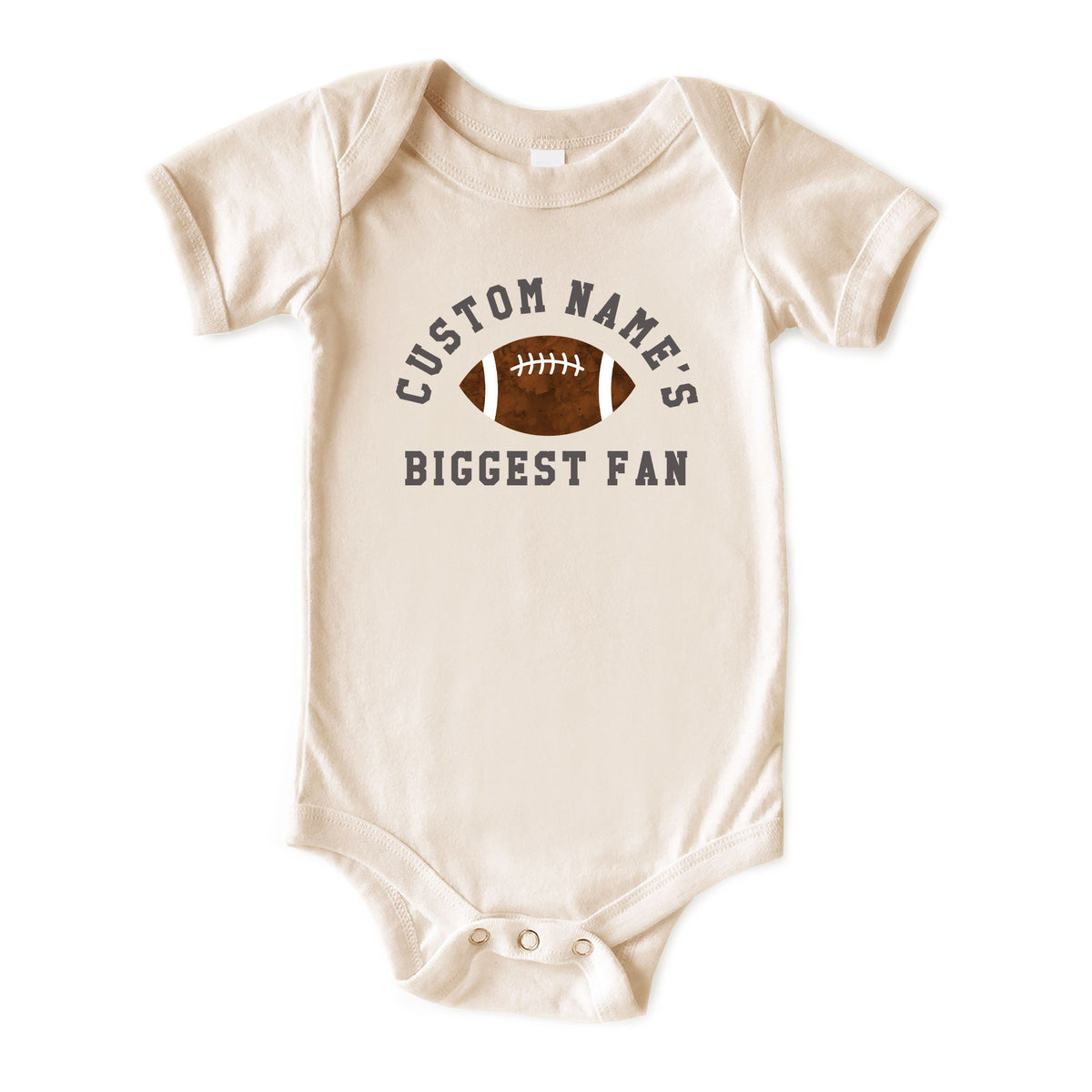 Custom Name's Biggest Fan (Football) Natural Onesies® Brand