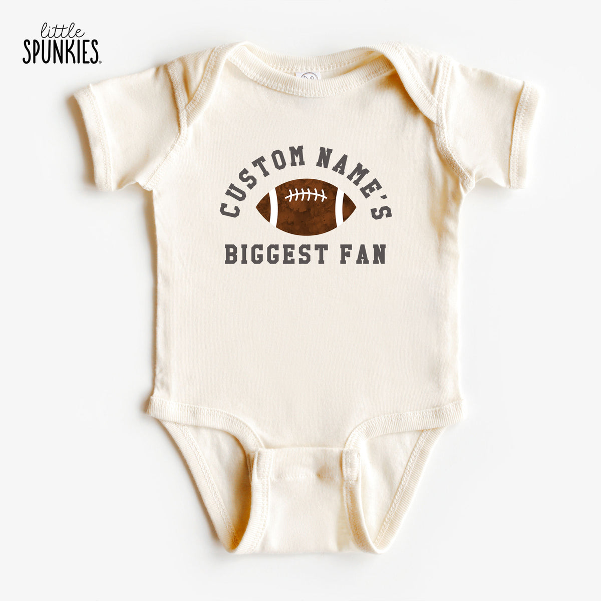 Custom Name's Biggest Fan (Football) Natural Onesies® Brand