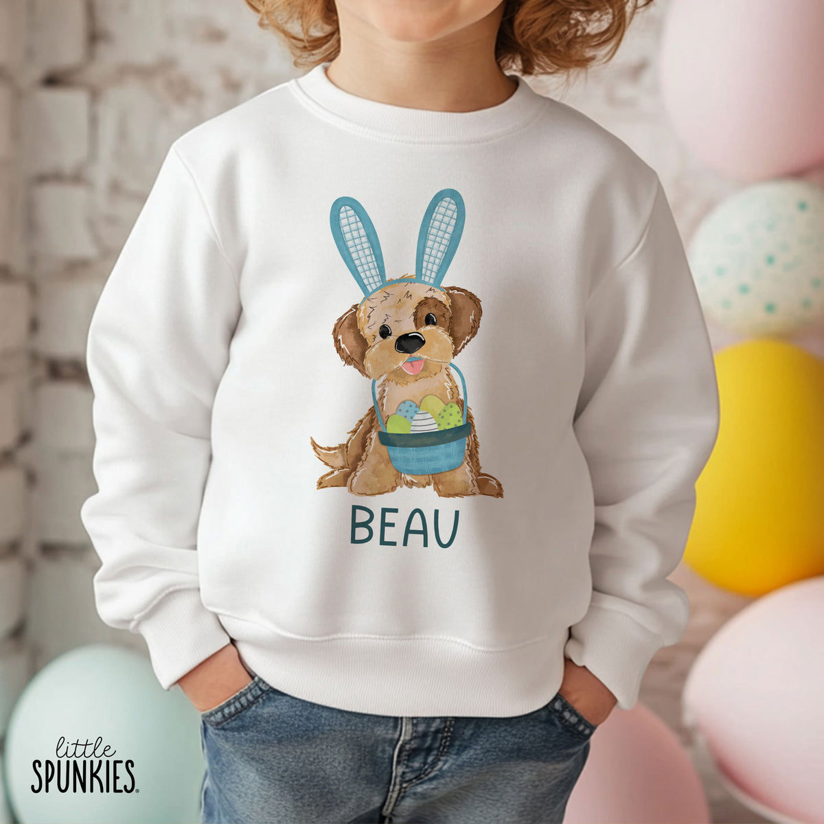 Easter Boy Puppy with Name Sweatshirt