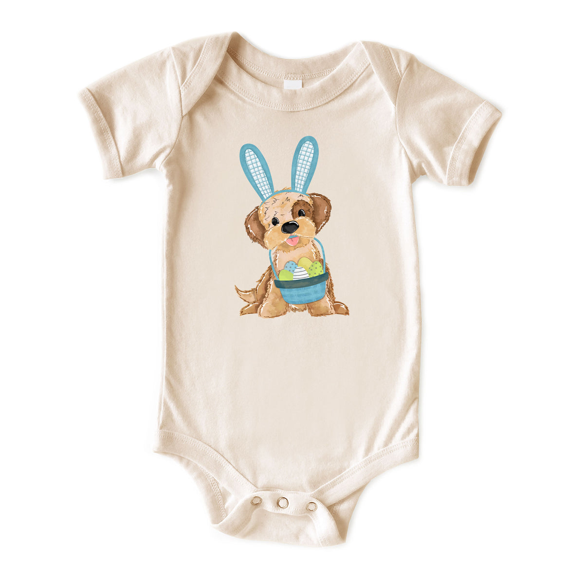 Easter Boy Puppy with Name Natural Onesies® Brand