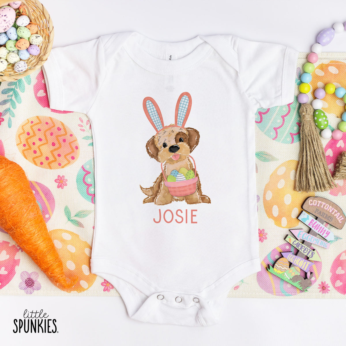 Easter Girl Puppy with Name Onesies® Brand