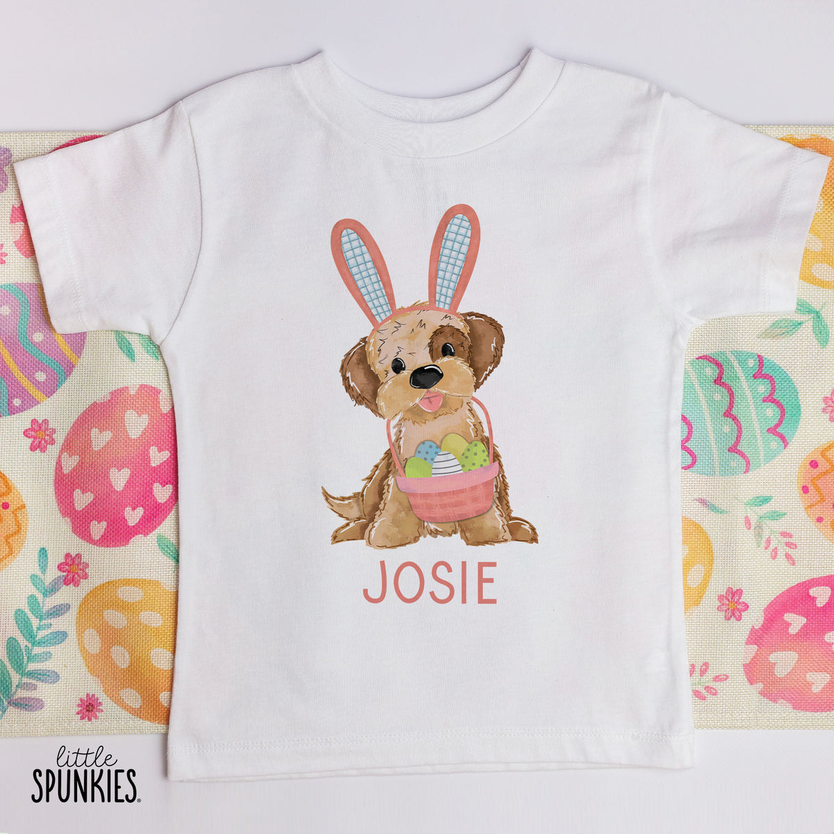Easter Girl Puppy with Name T-Shirt