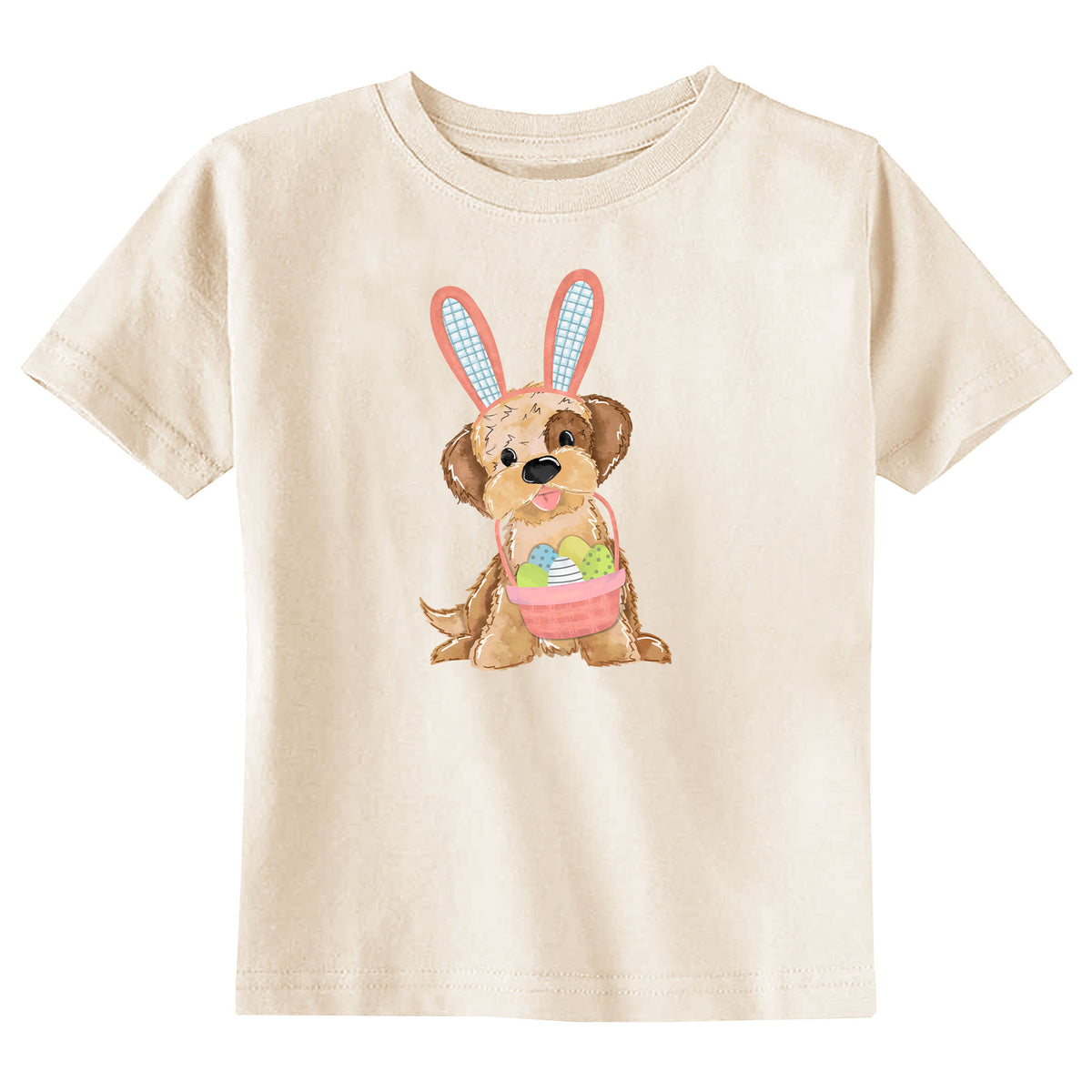 Easter Girl Puppy with Name Natural T-Shirt