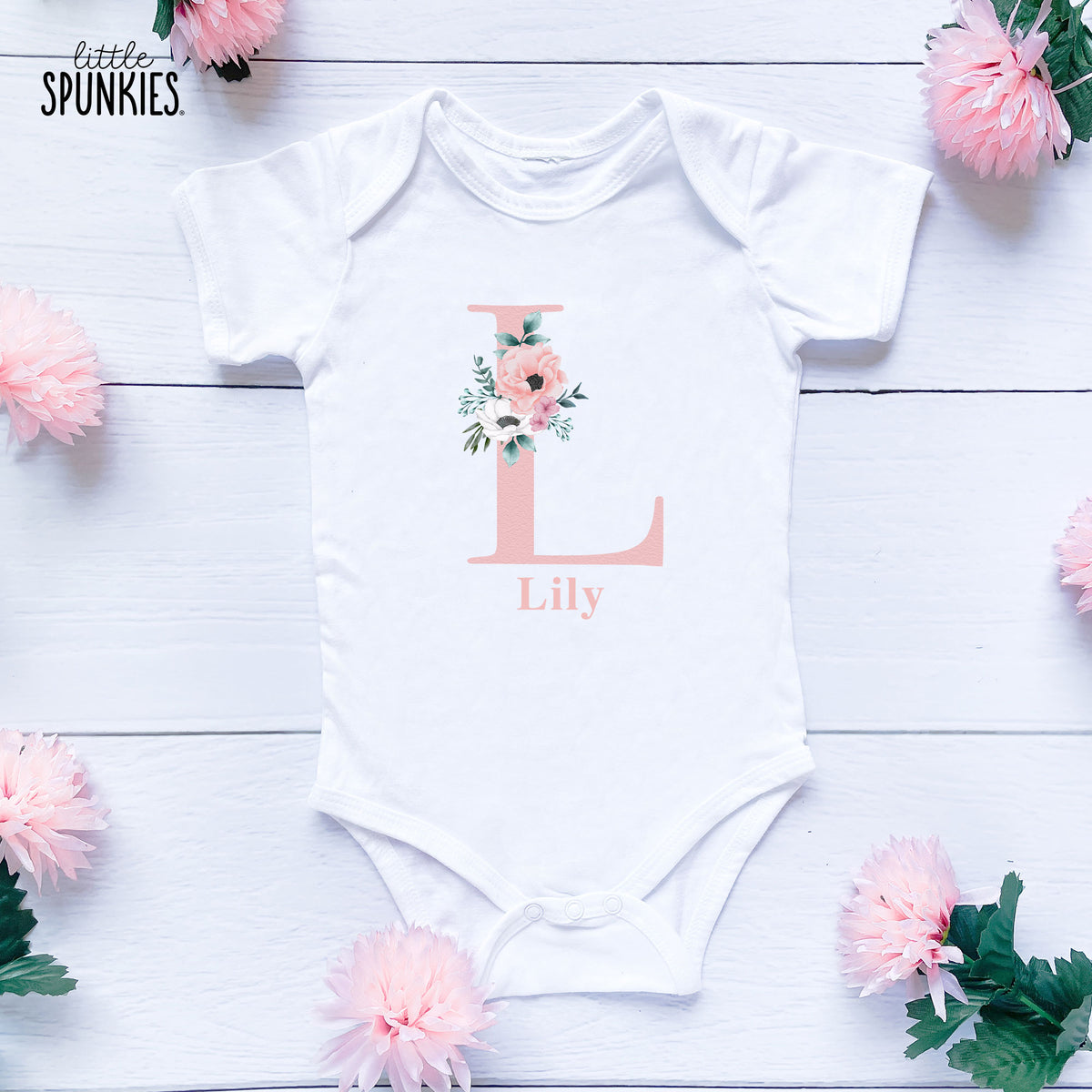 Floral Initial Name Onesies® Brand