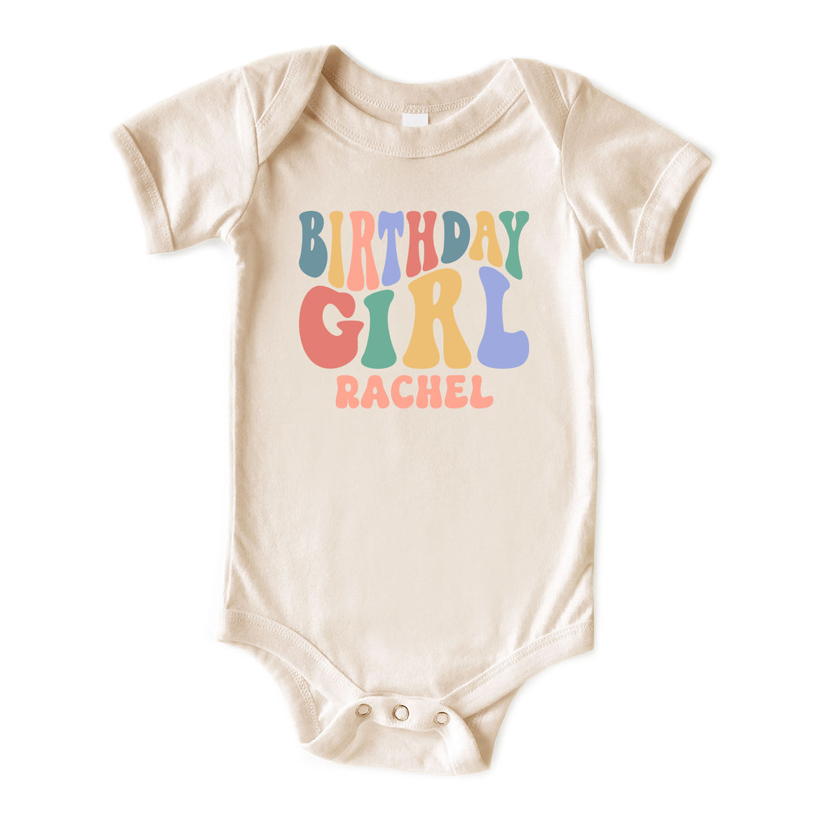 Groovy Birthday Girl with Name Natural Onesies® Brand