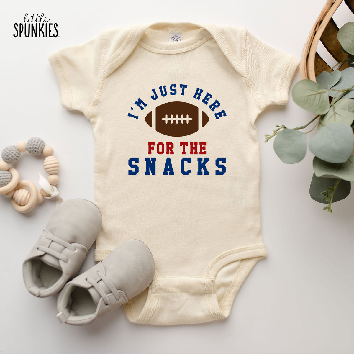 I'm Just Here for the Snacks (Football) Natural Onesies® Brand