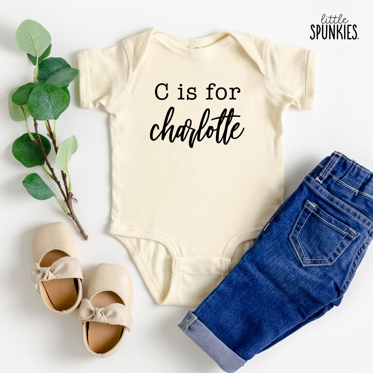 Letter is for Cursive Name Natural Onesies® Brand