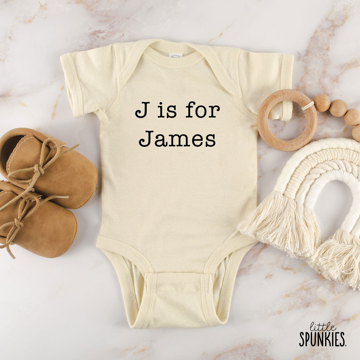 Letter is for Typewriter Name Natural Onesies® Brand