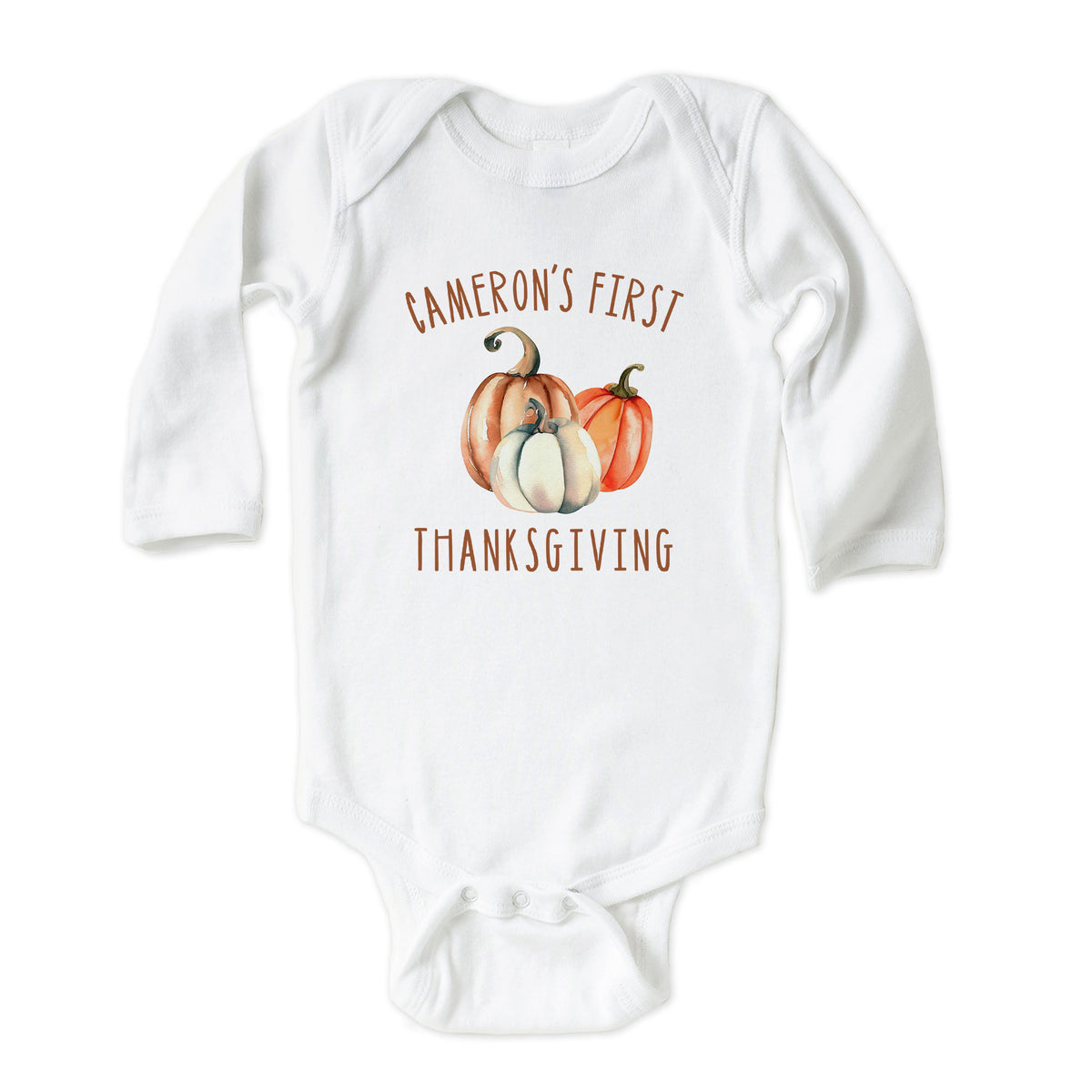 Personalized First Thanksgiving with Pumpkins Onesies® Brand