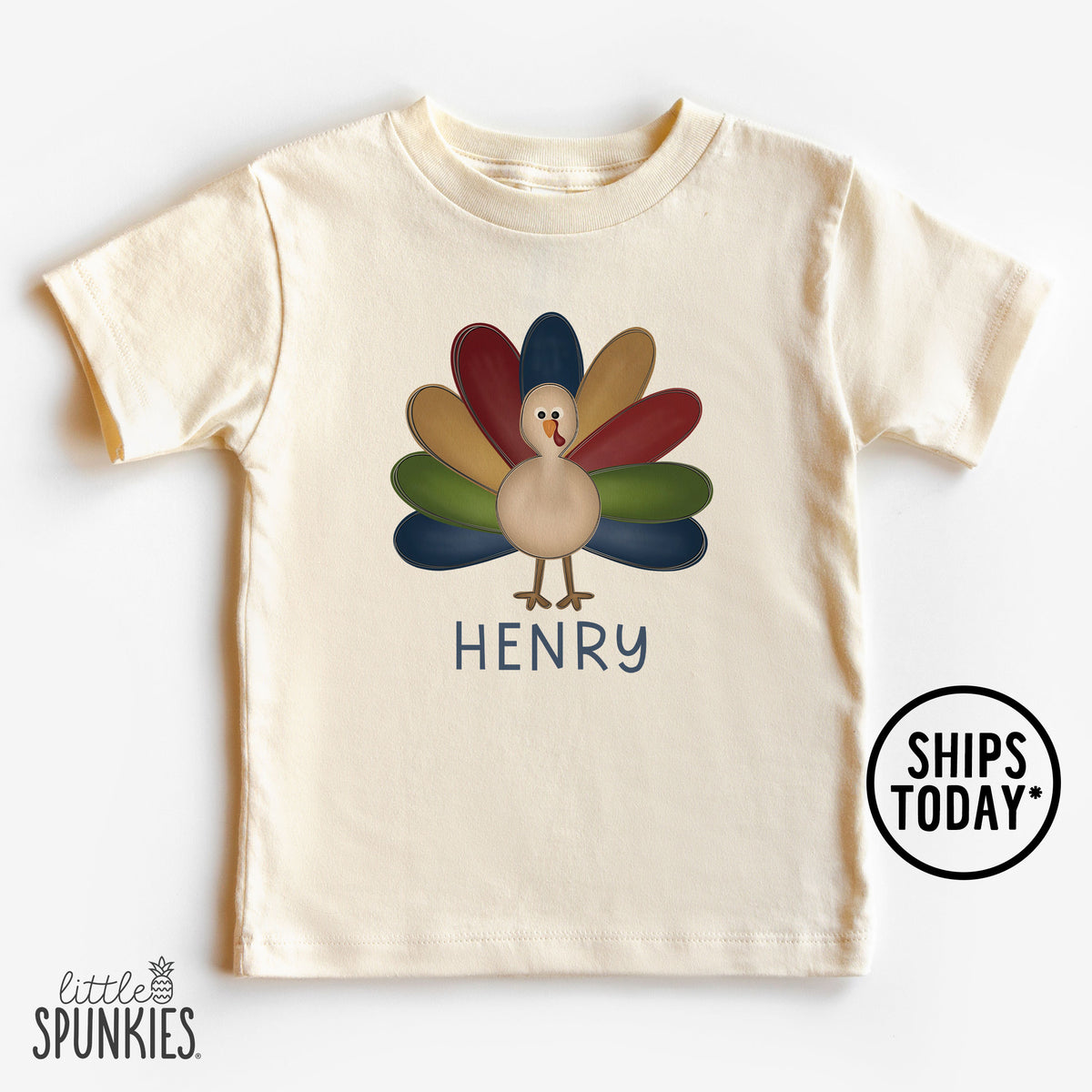 Navy Turkey with Name Natural T-Shirt