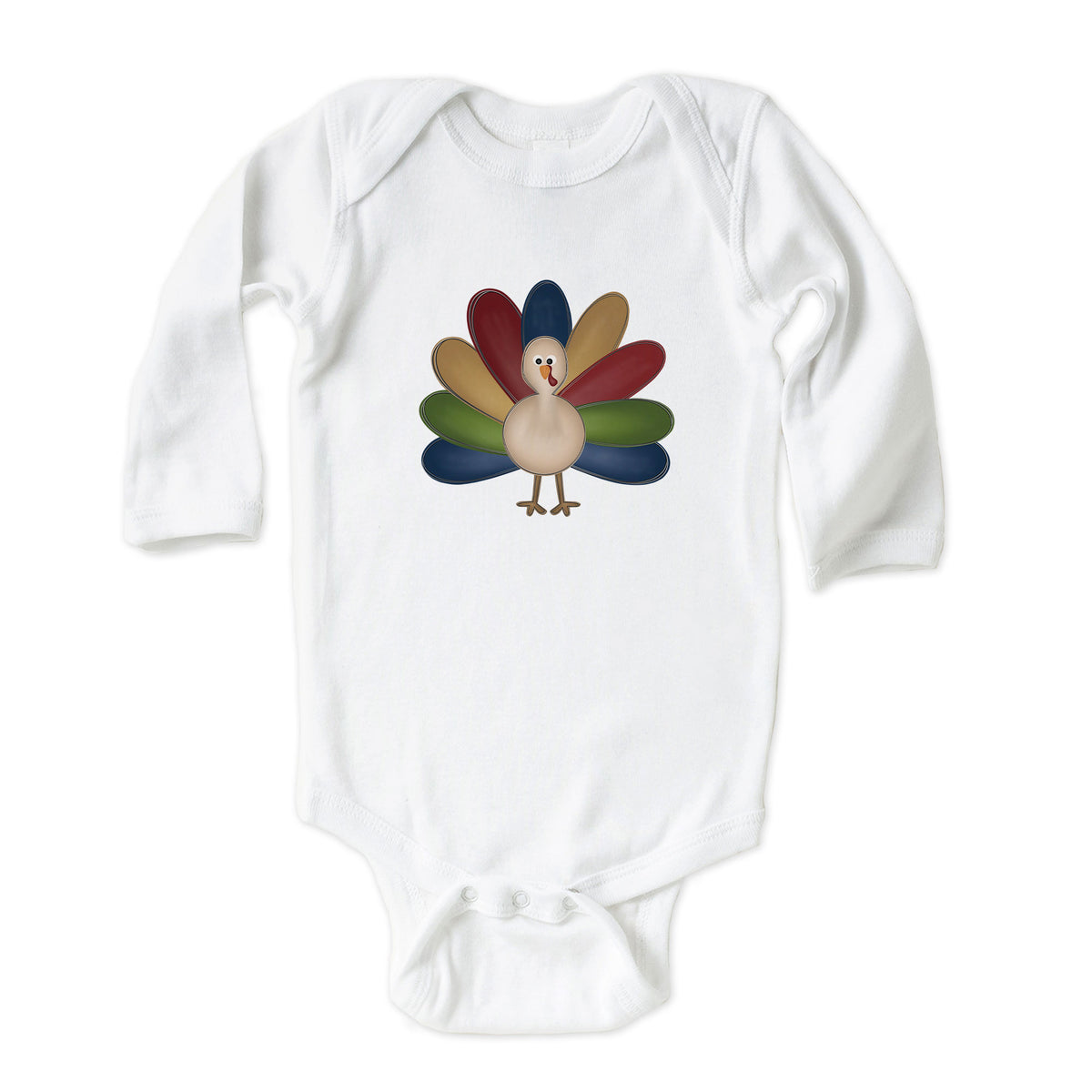 Navy Doodle Turkey with Name Onesies® Brand