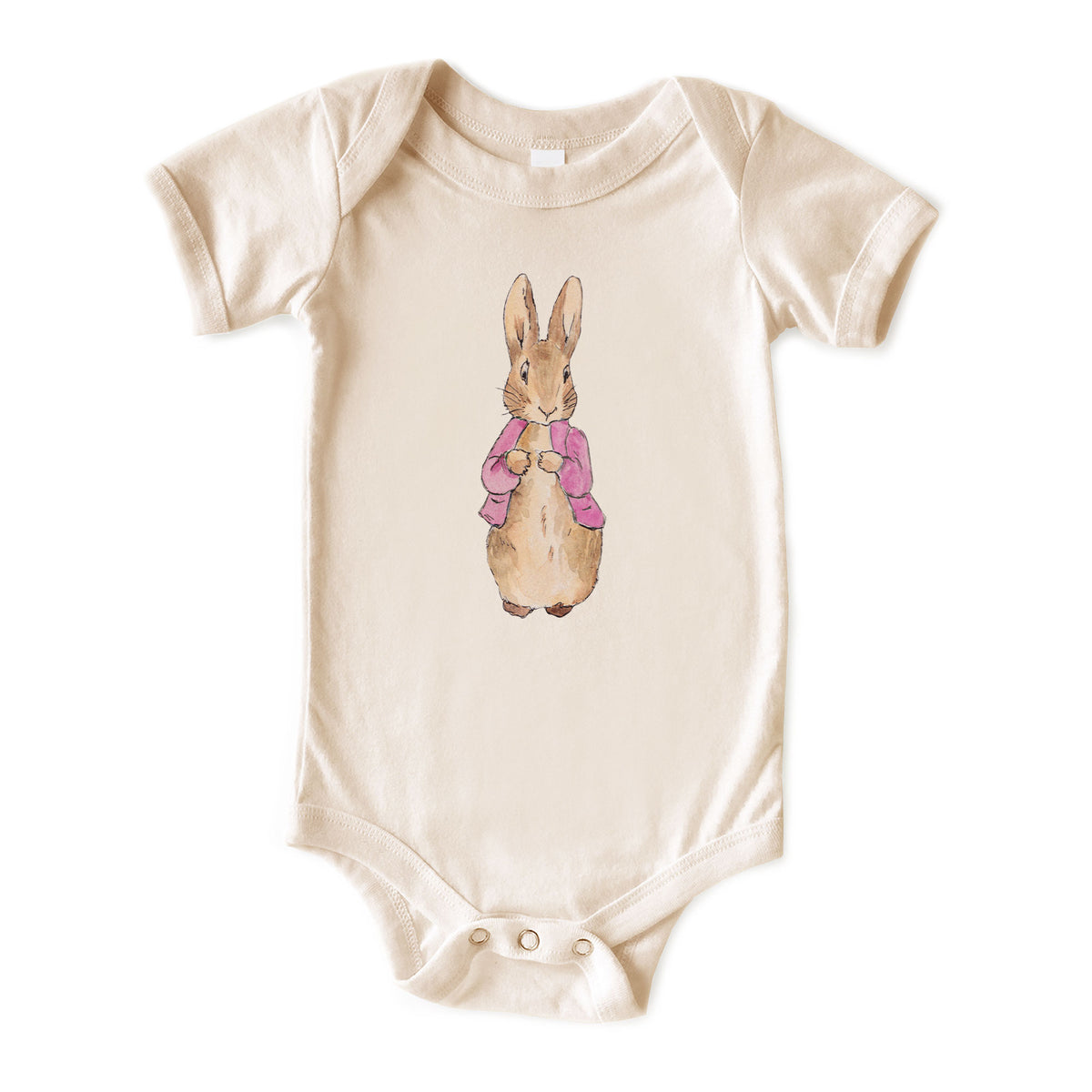 Pink Rabbit with Name Natural Onesies® Brand