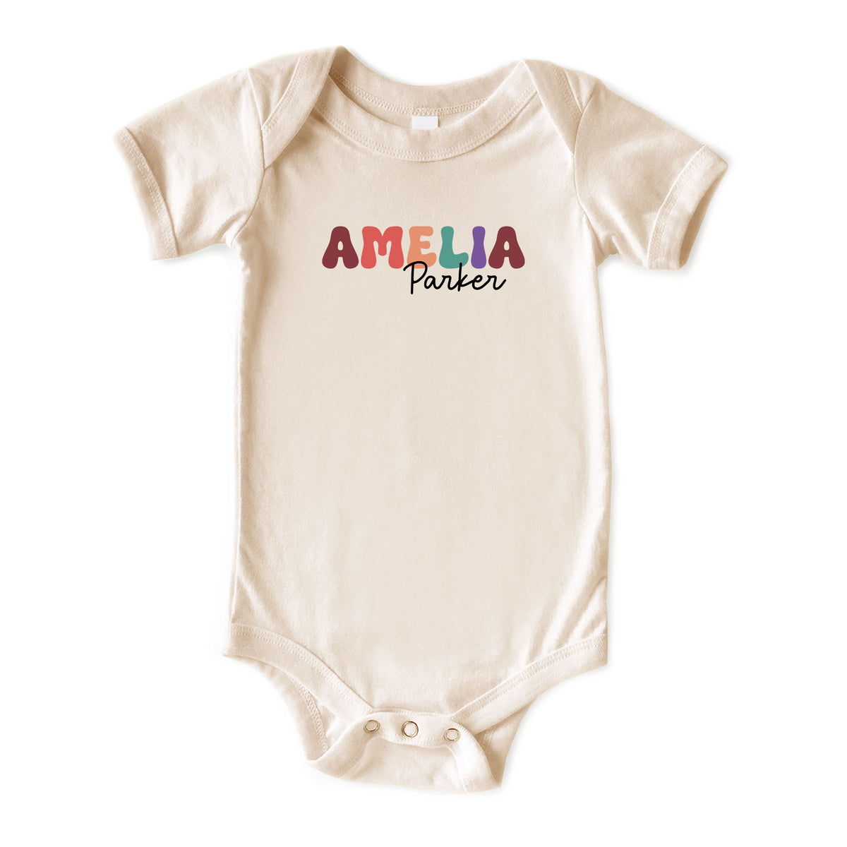 Retro Girl First and Middle Name Natural Onesies® Brand