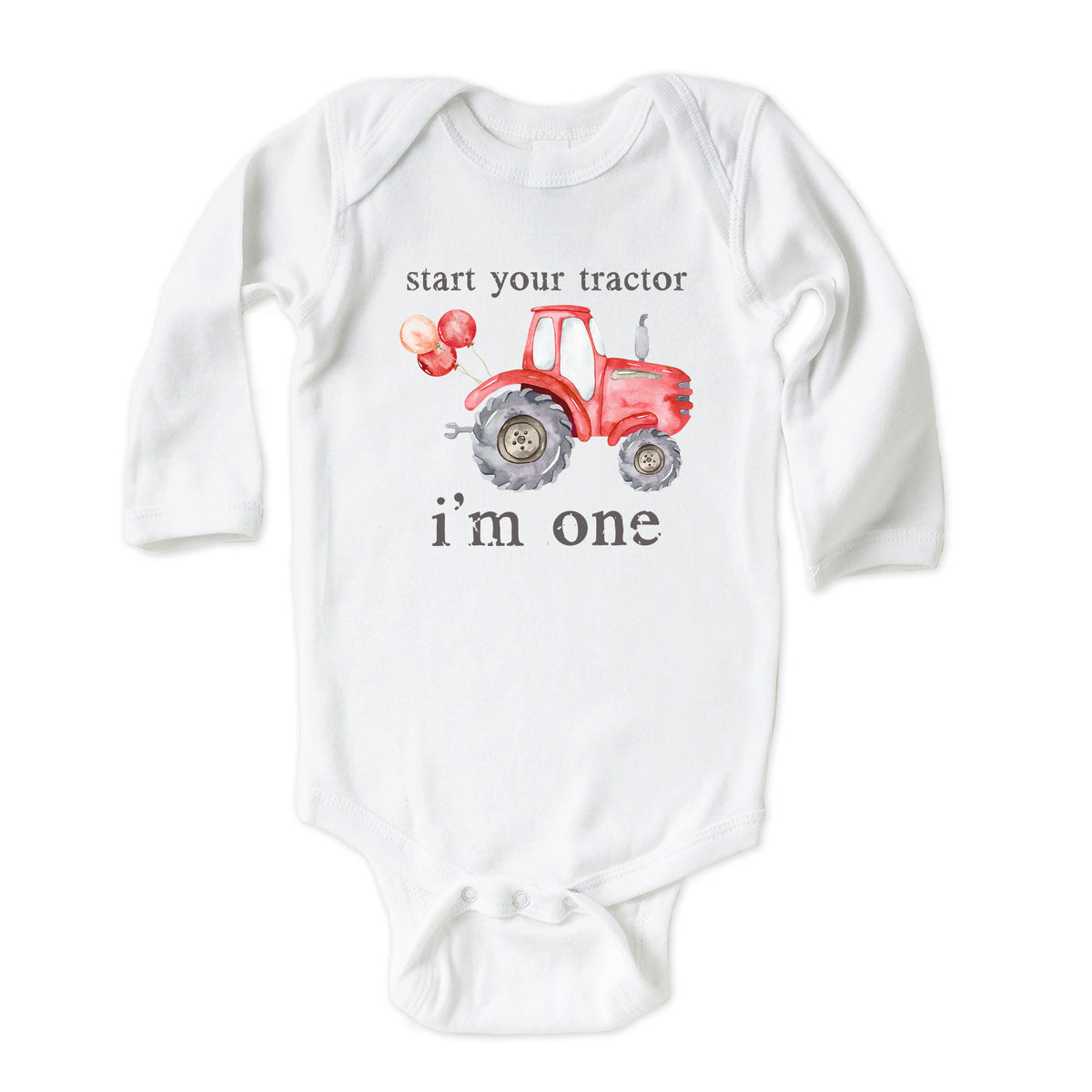 Start Your Tractor I'm Age (Red Tractor) Onesies® Brand