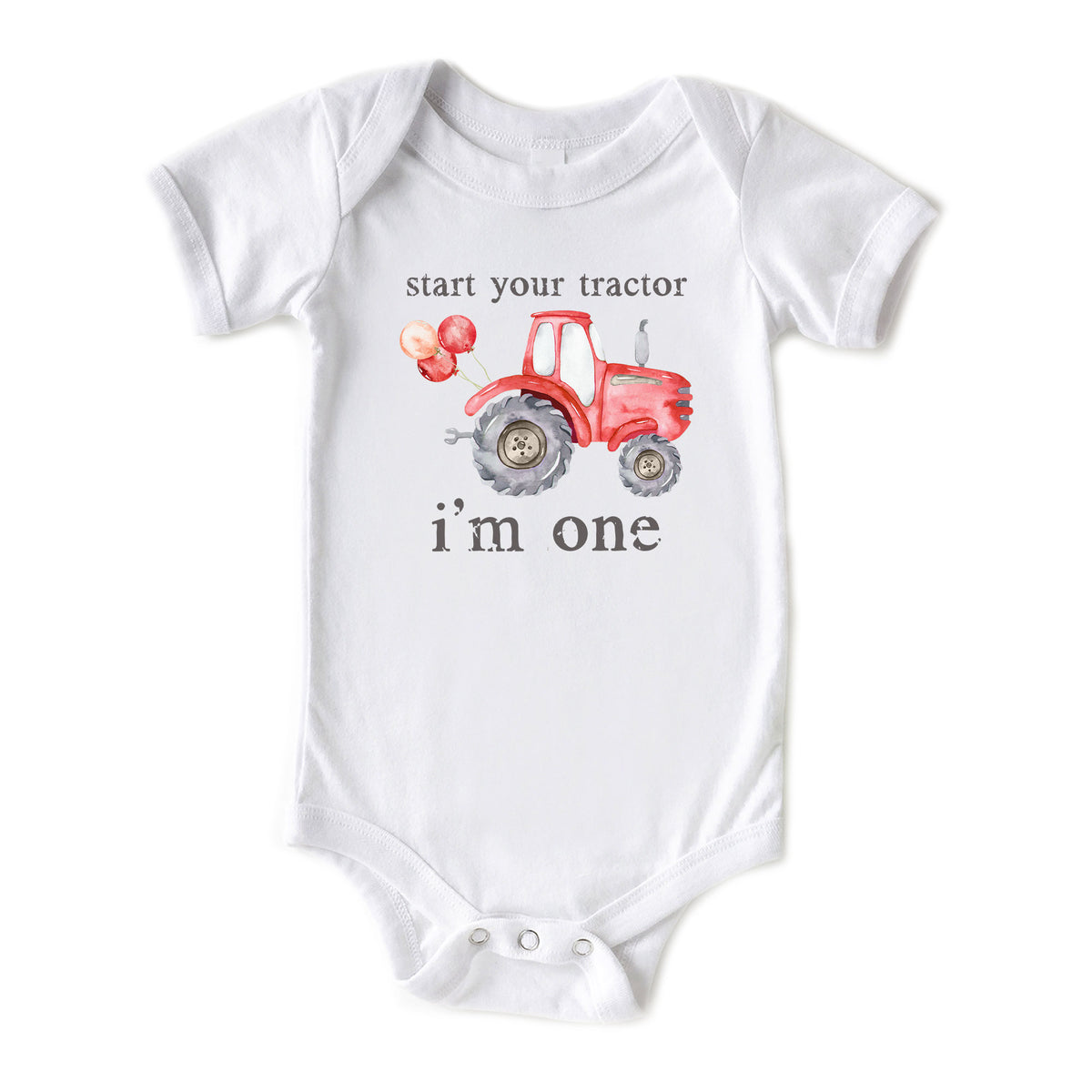 Start Your Tractor I'm Age (Red Tractor) Onesies® Brand